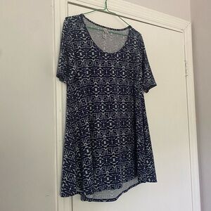 Navy Patterned Women's Top